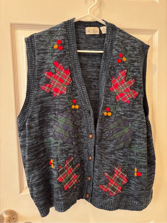 Cricket Lane Sweaters - Vintage Cricket Lane Plaid Leaf Fall Sweater Vest
